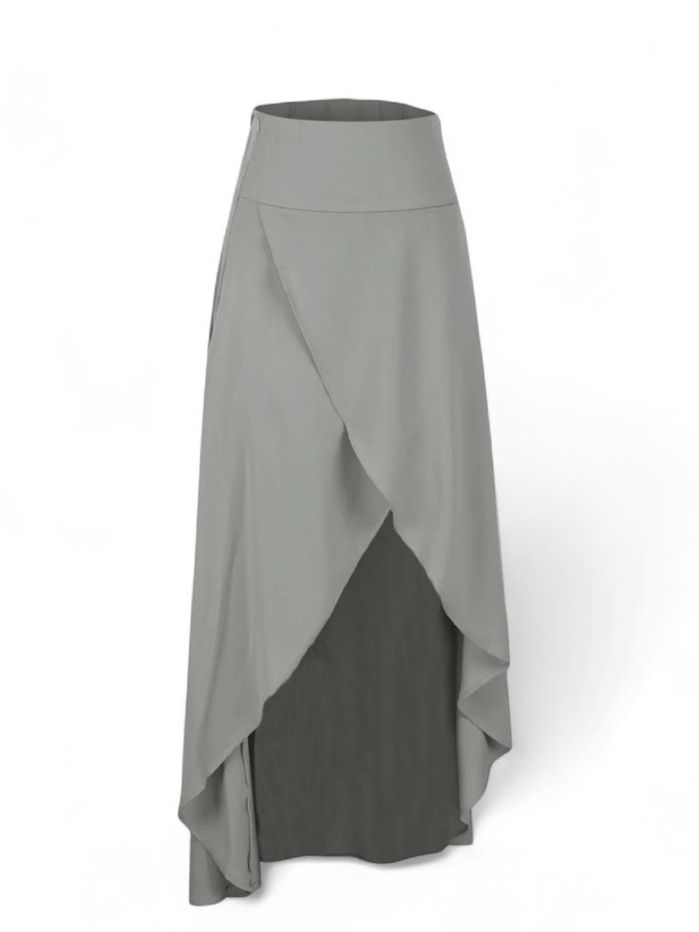 Women's Light Grey High-Low Draped Skirt